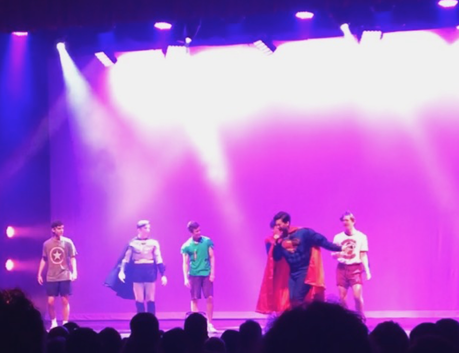 Dressed up as Super Man, Student Council President Jimmy Counihan takes over the Silver Star Spring Show