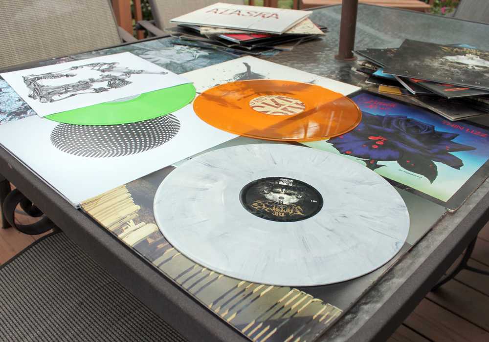 Senior Eric Ross collection showcases more than the usual stack of black vinyls, ranging from neon green to marble.