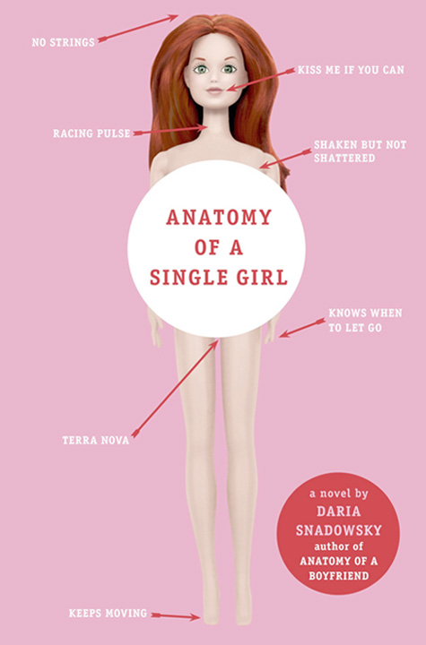 Daria Snadowsky’s novel, “Anatomy of a Single Girl”, paperback book cover.