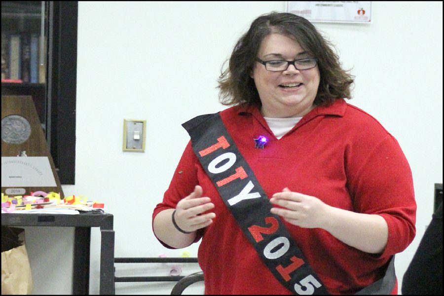 Band director Kim Shuttlesworth seen here winning TOY 2015. Shuttlesworth will leave Bowie at the end of the school year.
