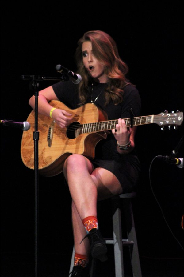 Junior Payton McIntyre stuns to Let Her Go by Passenger on her guitar and also sings. MyIntyre performed with junior Ellie Prager who played the cello during the performance. 