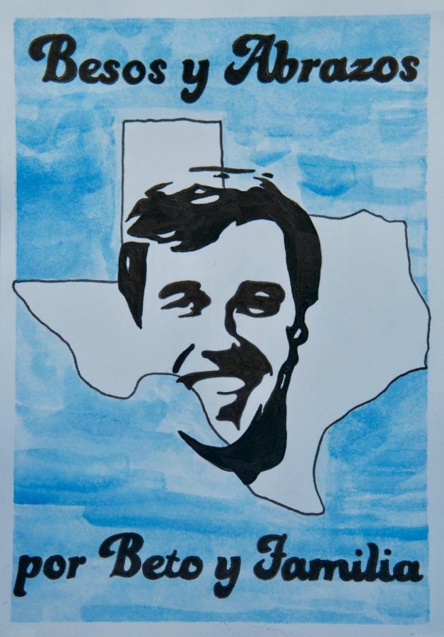 Emily Lawsons art, created for Beto O’Rourke, the democratic candidate  running for Texas Senate.