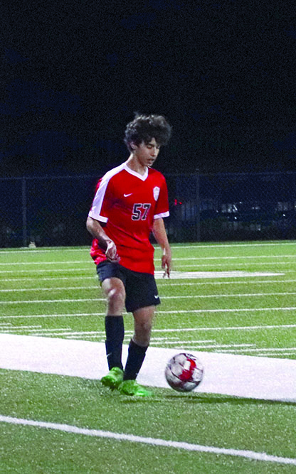 BALL CONTROL: Alpert traps the ball in their game against Hays High School. Bowie won the game 2-1. PHOTO COURTESY OF Mikayla Waldman