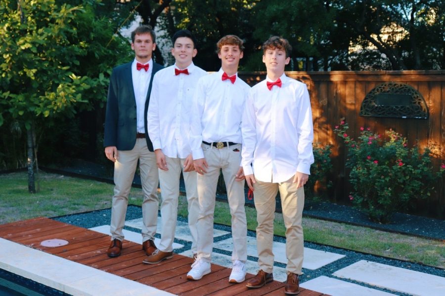 Pictured from left to right are juniors Evan Mallett, Brandon Flores, Jackson Hirsch, and Matthew Garcia. Mallett, Flores, and Garcia were injured in a car accident on Mopac when their car ran into a light pole. Garcia and Flores have been discharged while Mallett will continue his recovery in the hospital. 