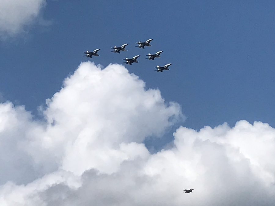 Six U.S. Air Force Thunderbirds fly over hospitals in the Austin community. The flyover is part of the Air Force’s national #AmericaStrong campaign where they perform flyovers to honor and recognize the crucial work of the nation’s health care workers during the COVID-19 pandemic. 
