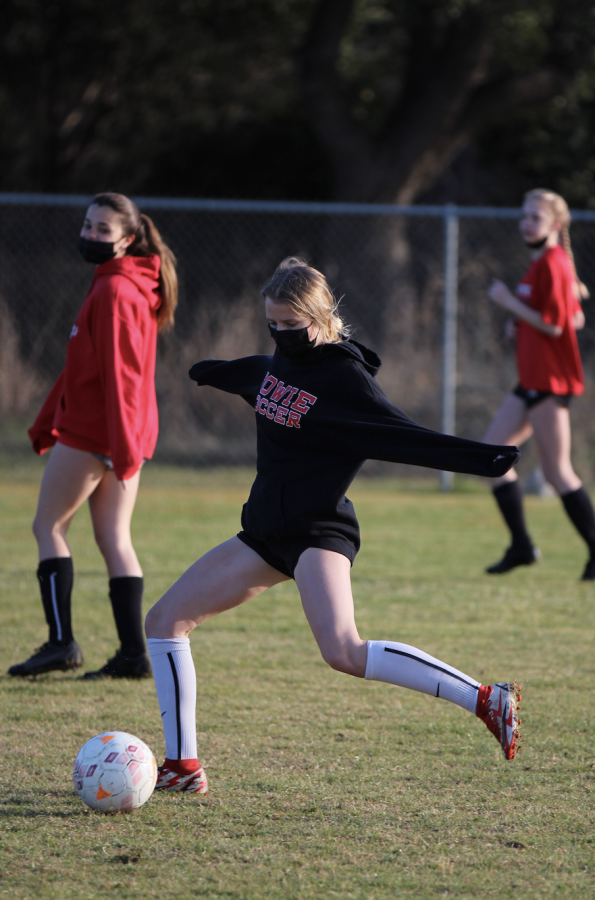 RUNNING DRILLS: Junior Wes Warmink runs a drill during practice. Varsity girls soccer went 7-9 for the season and placed 4th in district, with their season ending after losing their first playoff game. 