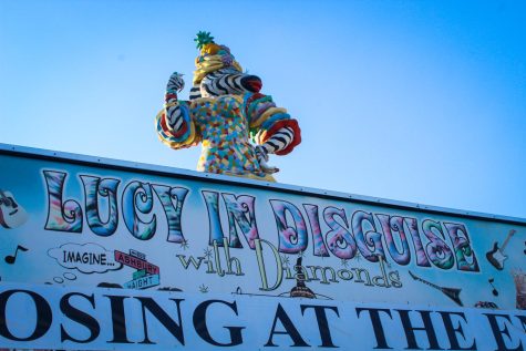 STANDING OUT: Lucy’s store front includes an unmistakable zebra statue placed in the middle of the roof: dressed in a colorful costume and striking a pose. 