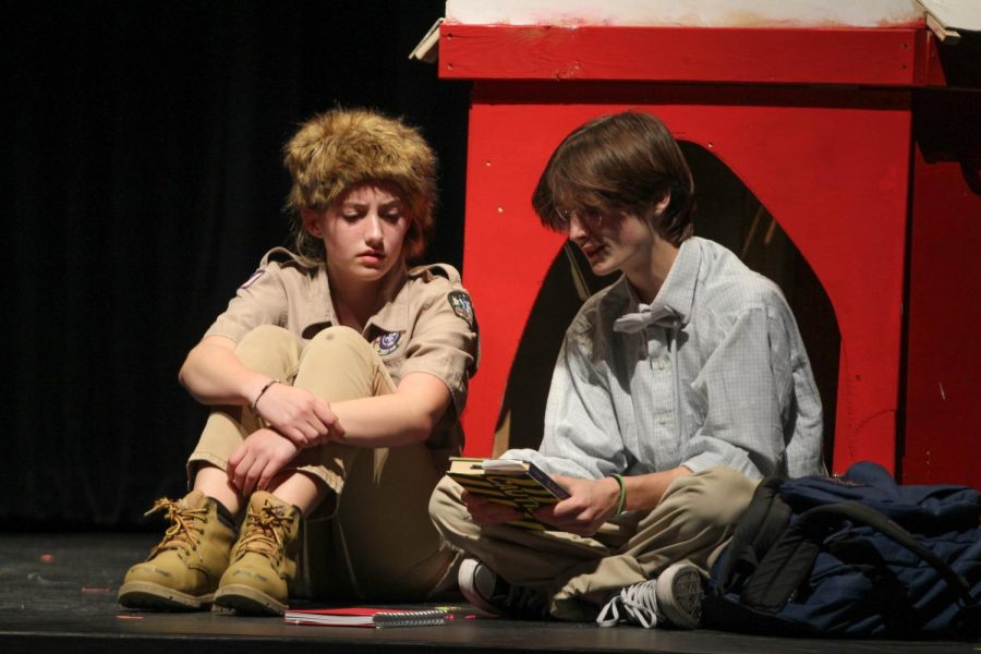 LOOKING CURIOUSLY : Amelia Cook and AJ Lee perform together in A Lonely Boys Guide to Survival. This show was directed by Lucas Wilcox and tells the tale of a badger scout and his friends going on adventures. 