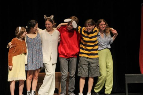 SHARING THE MOMENT: The cast of Stuart Little interlocks during their performance on Tuesday night. Stuart Little was directed by Ella Kulczar and assistant directed by Lola Dobies.
