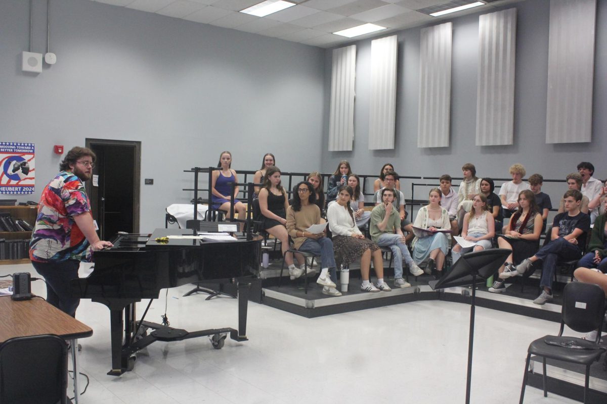 SINGING ALONG: Yesterday evening, callbacks for Mamma Mia were held by the directors in Bowie Choir's practice room. 