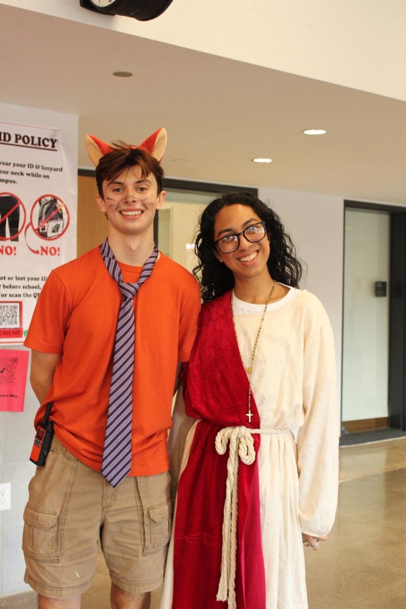 Brandon Beeler and Bubba Infante dressed up as Nick Wilde, from Zootopia and Jesus, for Halloween.  These two friends show their Halloween spirit with their creative costumes.  
