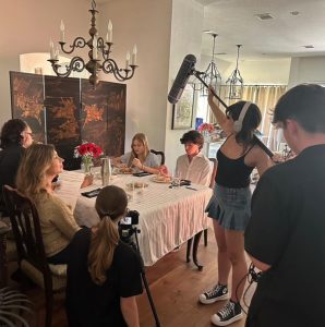 LIGHTS, CAMERA, ACTION: The film crew sets up for another take in front of the camera. Over two days, the group wrote, filmed, and edited to compete in the San Antonio 48 Hour Project.