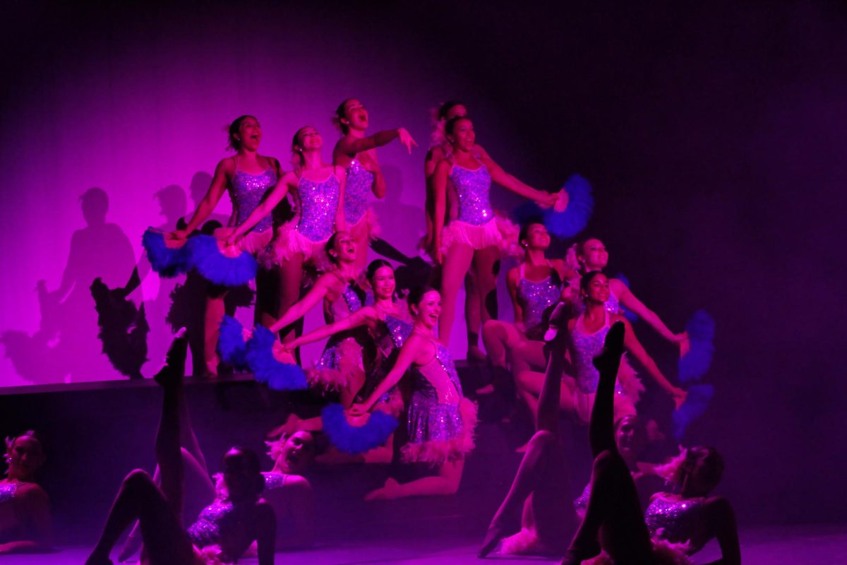 VIVA LAS VEGAS: As the Las Vegas dance begins, the Silver stars give a pose for the audience. The Silver Stars aim to show their hard work and devotion to the audience. “I hope they can see how much hard work we’ve put into each performance over this past year,” senior Amorie Erichsen said. “I also hope they can just have a good time and enjoy what we have to put on.”