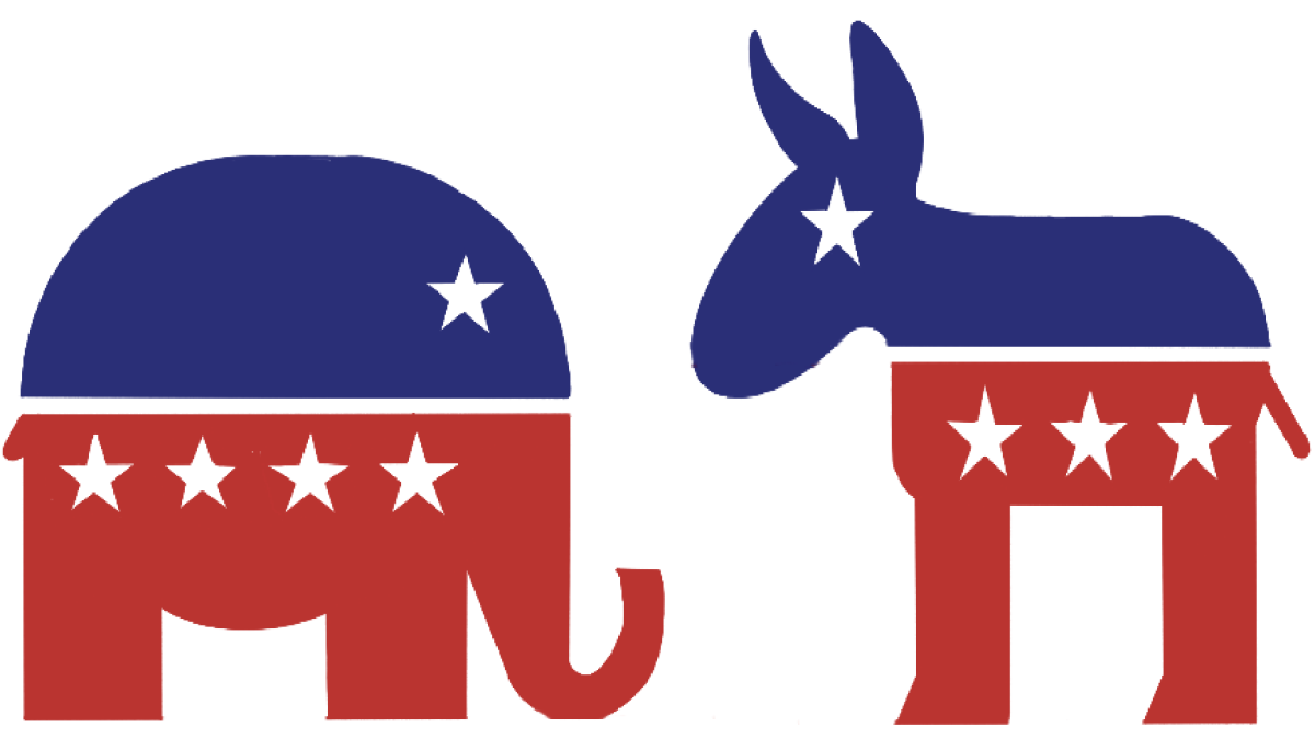 An illustration of the animal symbols of the Democratic and Republican parties. ART BY: Jenny Kimbrough
