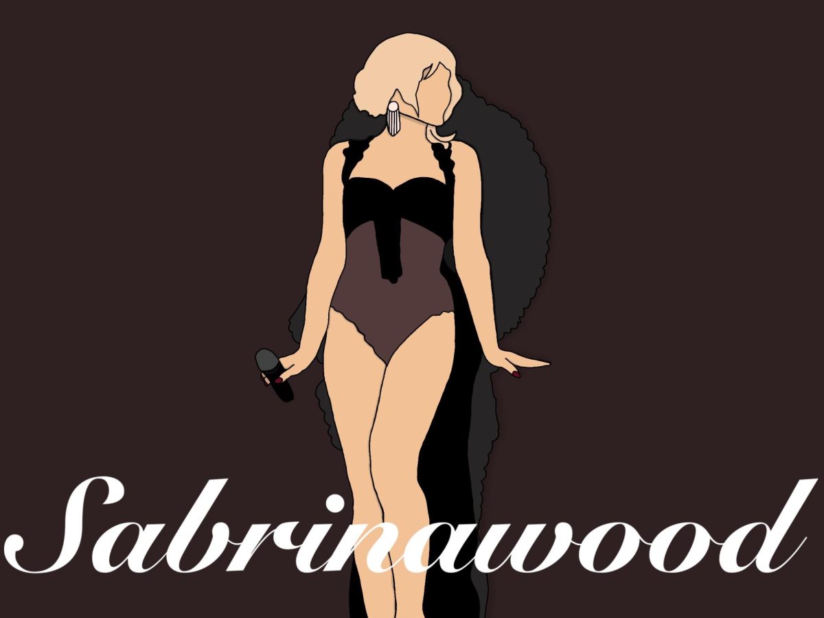 SABRINA WOOD: An art piece of Sabrina Carpenter posing. ART BY: Isadora Parra